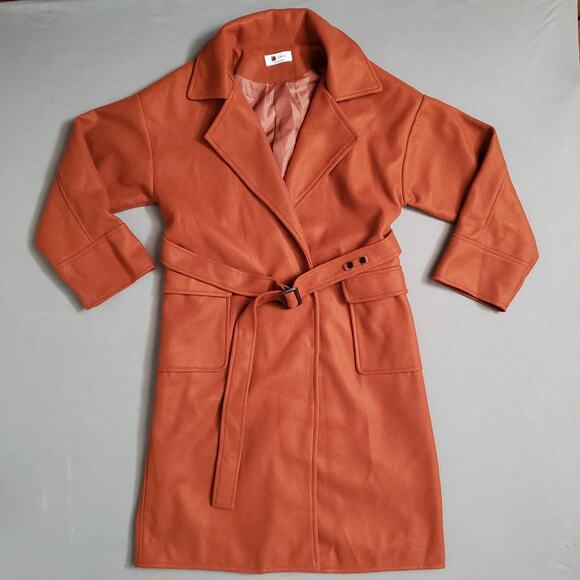 CHUU Coat in Camel Size Small Belted Trench‎ Fleece Winter Coat Made in Korea - Picture 6 of 11